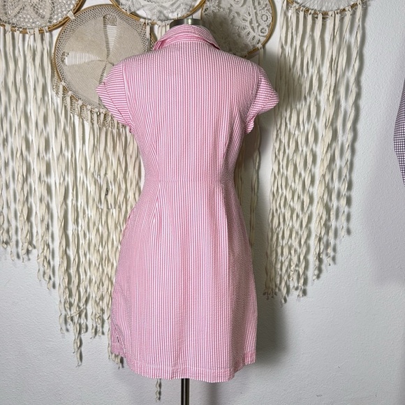 Vineyard Vines NWT Tie Front Seersucker Shirt Dress in Malibu Pank size 2 - Picture 8 of 13